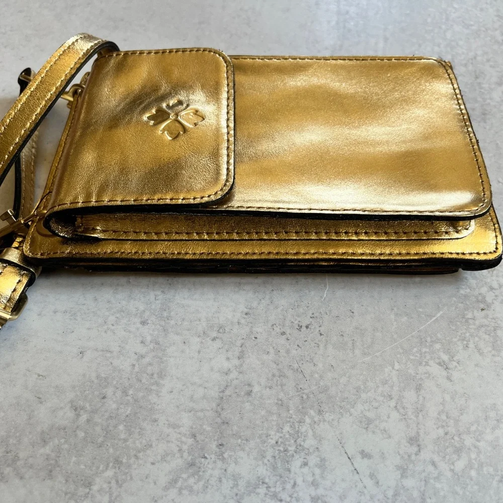 Patricia Nash Chiavella Phone Crossbody Leather Bag in Greek Gold RFID Security - Picture 5 of 12